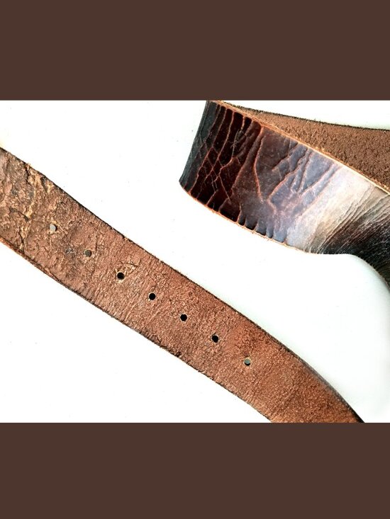 Vintage Bill Adler Brown Belt Sz 36 Distressed Pattern, S-Shaped Brass Buckle main image 5